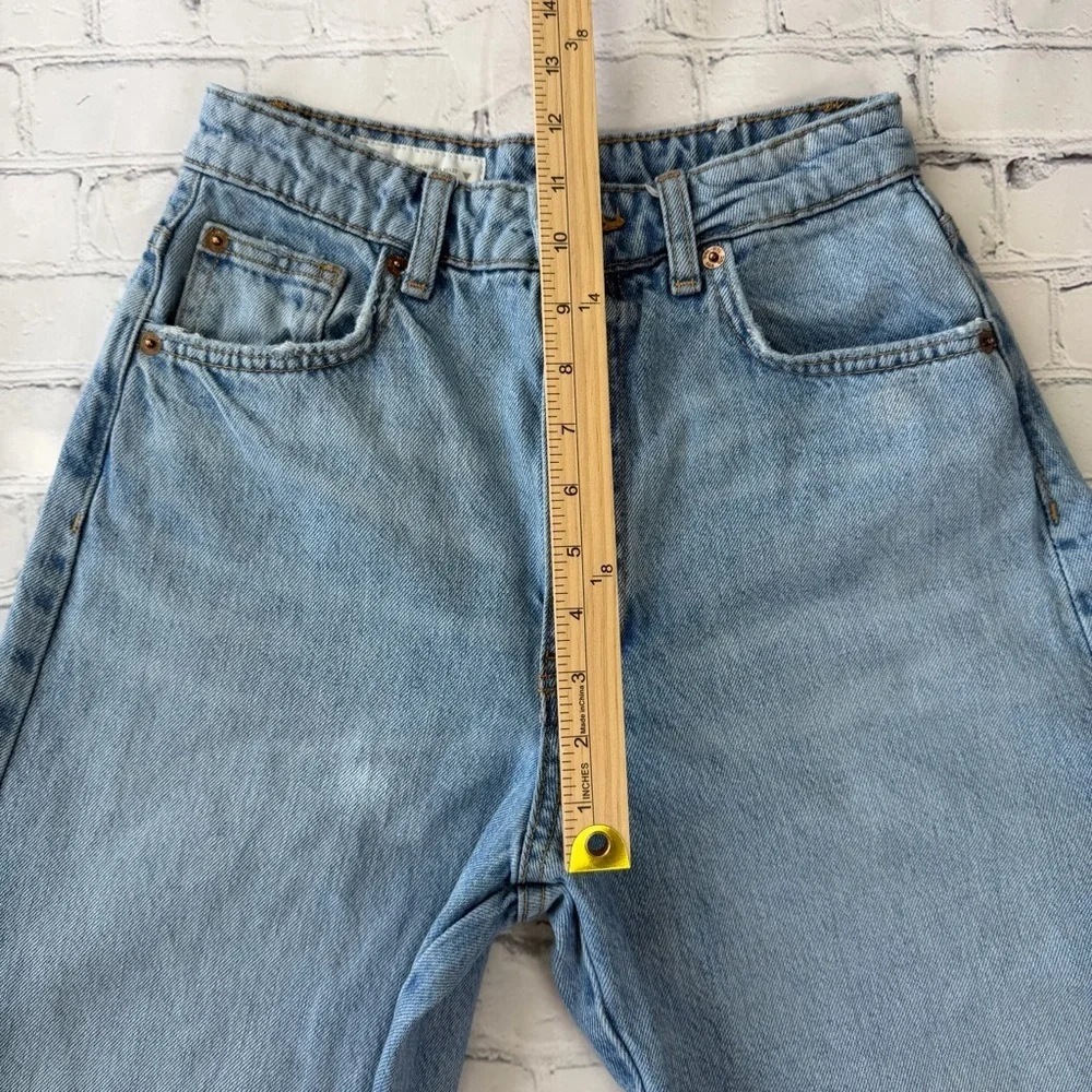 ✅ Zara Light Blue High Rise Wide Barrel Leg Jeans size 0 EUR 32